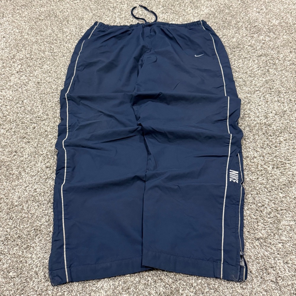 Vintage Nike Track Pants Navy White Piping Mesh Lined Mens XXL Baggy Y2K